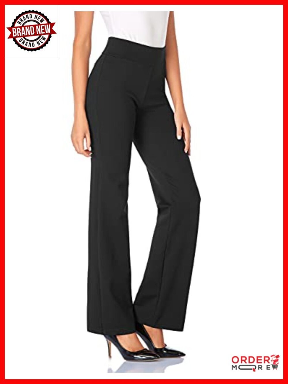 High Waist Stretchy Bootcut Dress Pants with Pockets Wrinkle Resistant Ponte